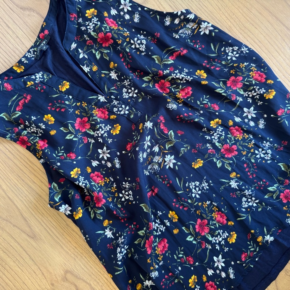 Papermoon Floral Tank Top - Navy and Multicolor